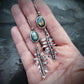 Sterling silver labradorite and fern earrings