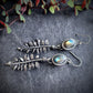 Sterling silver labradorite and fern earrings
