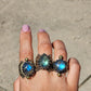 Glowing labradorite doublet and filigree ring