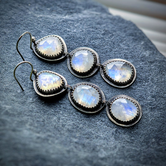 Cascading moonstone earrings